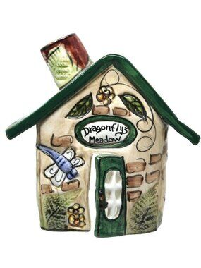 Dragonflys Meadow Ceramic Tealight Holder Heather Goldminc Blue Sky 2002 #S-2